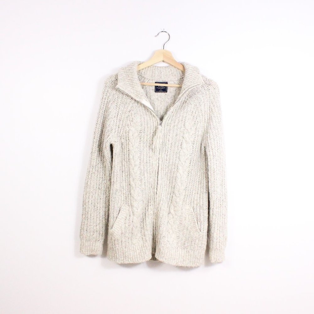 *Abercrombie & Fitch Beige Knitted Full Zip Sweater - Picture 4 of 7